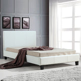 NNEDSZ King Single PU Leather Bed Frame White