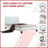 NNEDSZ King Single PU Leather Bed Frame White
