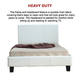 NNEDSZ King Single PU Leather Bed Frame White