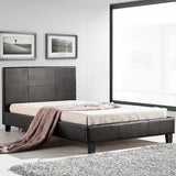 NNEDSZ King Single PU Leather Bed Frame Brown