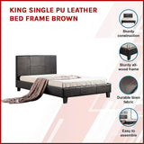 NNEDSZ King Single PU Leather Bed Frame Brown