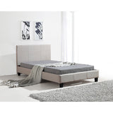 NNEDSZ King Single Linen Fabric Bed Frame Beige