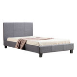 NNEDSZ King Single Linen Fabric Bed Frame Grey