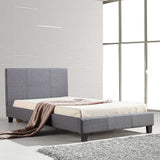NNEDSZ King Single Linen Fabric Bed Frame Grey