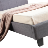 NNEDSZ King Single Linen Fabric Bed Frame Grey