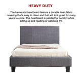 NNEDSZ King Single Linen Fabric Bed Frame Grey