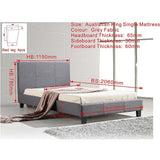 NNEDSZ King Single Linen Fabric Bed Frame Grey