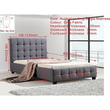 NNEDSZ King Single Linen Fabric Deluxe Bed Frame Grey