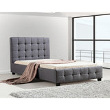 NNEDSZ King Single Linen Fabric Deluxe Bed Frame Grey