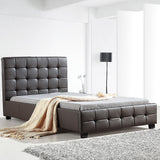 NNEDSZ King Single PU Leather Deluxe Bed Frame Brown