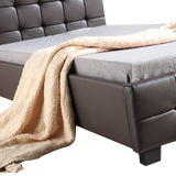 NNEDSZ King Single PU Leather Deluxe Bed Frame Brown