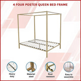 NNEDSZ 4 Four Poster Queen Bed Frame