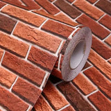 NNEDSZ 10m 3D Red Brick Print Theme Wallpaper