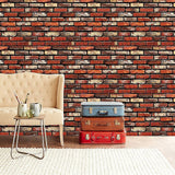 NNEDSZ 10m 3D Red Brick Print Theme Wallpaper