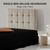 NNEDSZ Linen Fabric Single Bed Deluxe Headboard Bedhead - Beige