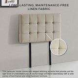 NNEDSZ Linen Fabric Single Bed Deluxe Headboard Bedhead - Beige