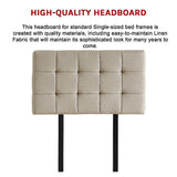 NNEDSZ Linen Fabric Single Bed Deluxe Headboard Bedhead - Beige