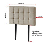 NNEDSZ Linen Fabric Single Bed Deluxe Headboard Bedhead - Beige