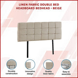 NNEDSZ Linen Fabric Double Bed Deluxe Headboard Bedhead - Beige