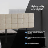 NNEDSZ Linen Fabric Double Bed Deluxe Headboard Bedhead - Beige