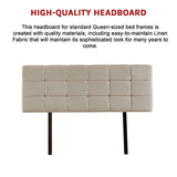 NNEDSZ Linen Fabric Queen Bed Deluxe Headboard Bedhead - Beige