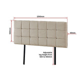 NNEDSZ Linen Fabric Queen Bed Deluxe Headboard Bedhead - Beige