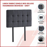 NNEDSZ Linen Fabric Single Bed Deluxe Headboard Bedhead - Grey
