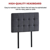 NNEDSZ Linen Fabric Single Bed Deluxe Headboard Bedhead - Grey