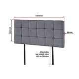 NNEDSZ Linen Fabric Double Bed Deluxe Headboard Bedhead - Grey