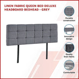 NNEDSZ Linen Fabric Queen Bed Deluxe Headboard Bedhead - Grey
