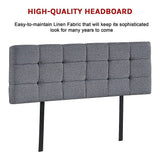 NNEDSZ Linen Fabric Queen Bed Deluxe Headboard Bedhead - Grey