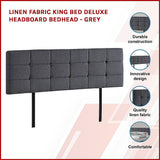NNEDSZ Linen Fabric King Bed Deluxe Headboard Bedhead - Grey