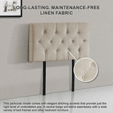 NNEDSZ Linen Fabric Single Bed Deluxe Headboard Bedhead - Beige