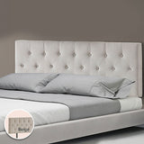 NNEDSZ Linen Fabric Queen Bed Deluxe Headboard Bedhead - Beige