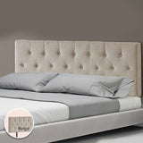 NNEDSZ Linen Fabric King Bed Deluxe Headboard Bedhead - Beige