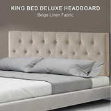 NNEDSZ Linen Fabric King Bed Deluxe Headboard Bedhead - Beige