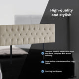 NNEDSZ Linen Fabric King Bed Deluxe Headboard Bedhead - Beige