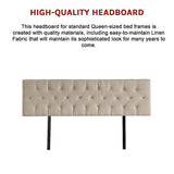 NNEDSZ Linen Fabric King Bed Deluxe Headboard Bedhead - Beige