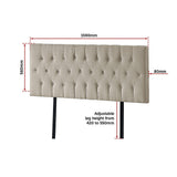 NNEDSZ Linen Fabric King Bed Deluxe Headboard Bedhead - Beige