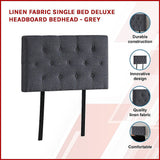 NNEDSZ Linen Fabric Single Bed Deluxe Headboard Bedhead - Grey