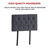 NNEDSZ Linen Fabric Single Bed Deluxe Headboard Bedhead - Grey