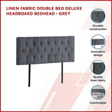 NNEDSZ Linen Fabric Double Bed Deluxe Headboard Bedhead - Grey