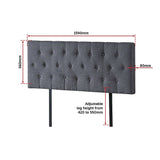 NNEDSZ Linen Fabric Queen Bed Deluxe Headboard Bedhead - Grey