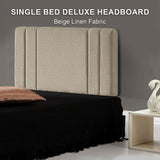 NNEDSZ Linen Fabric Single Bed Deluxe Headboard Bedhead - Beige