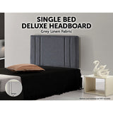 NNEDSZ Linen Fabric Single Bed Deluxe Headboard Bedhead - Grey