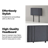 NNEDSZ Linen Fabric Single Bed Deluxe Headboard Bedhead - Grey