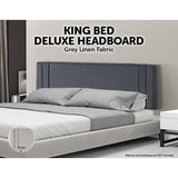 NNEDSZ Linen Fabric King Bed Deluxe Headboard Bedhead - Grey