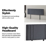 NNEDSZ Linen Fabric King Bed Deluxe Headboard Bedhead - Grey