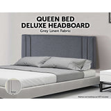 NNEDSZ Linen Fabric Queen Bed Deluxe Headboard Bedhead - Grey