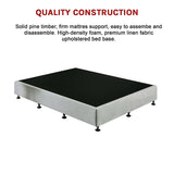 NNEDSZ Palermo Queen Ensemble Bed Base Platinum Light Grey Linen Fabric